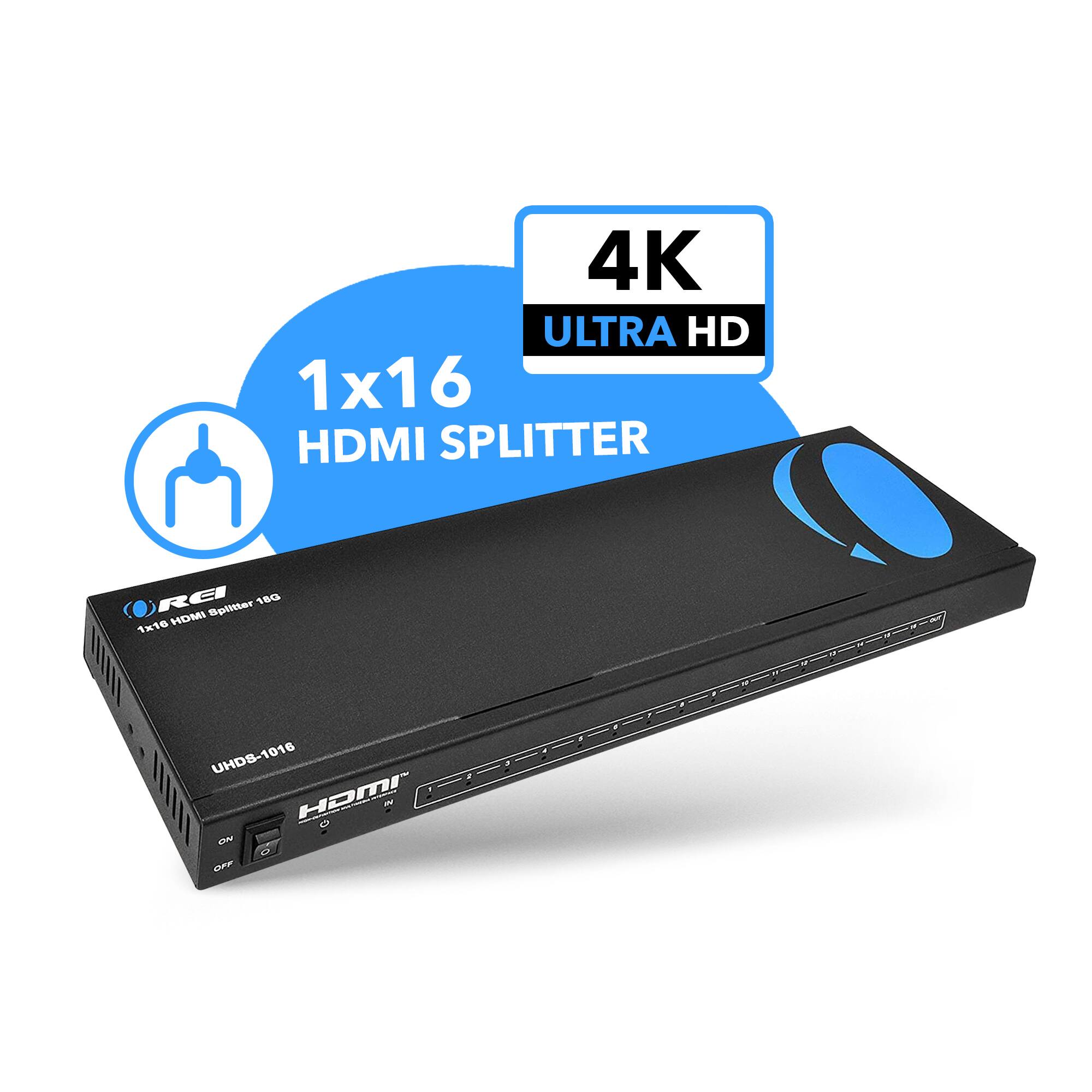 4K ULTRA HD 1x16 HDMI SPLITTER RCI UHDS-1016 HDMI IN ON OFF