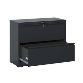 Lycvki - 2-Drawer Lockable Lateral File Cabinet - Legal/Letter/A4/F4 Size - Black