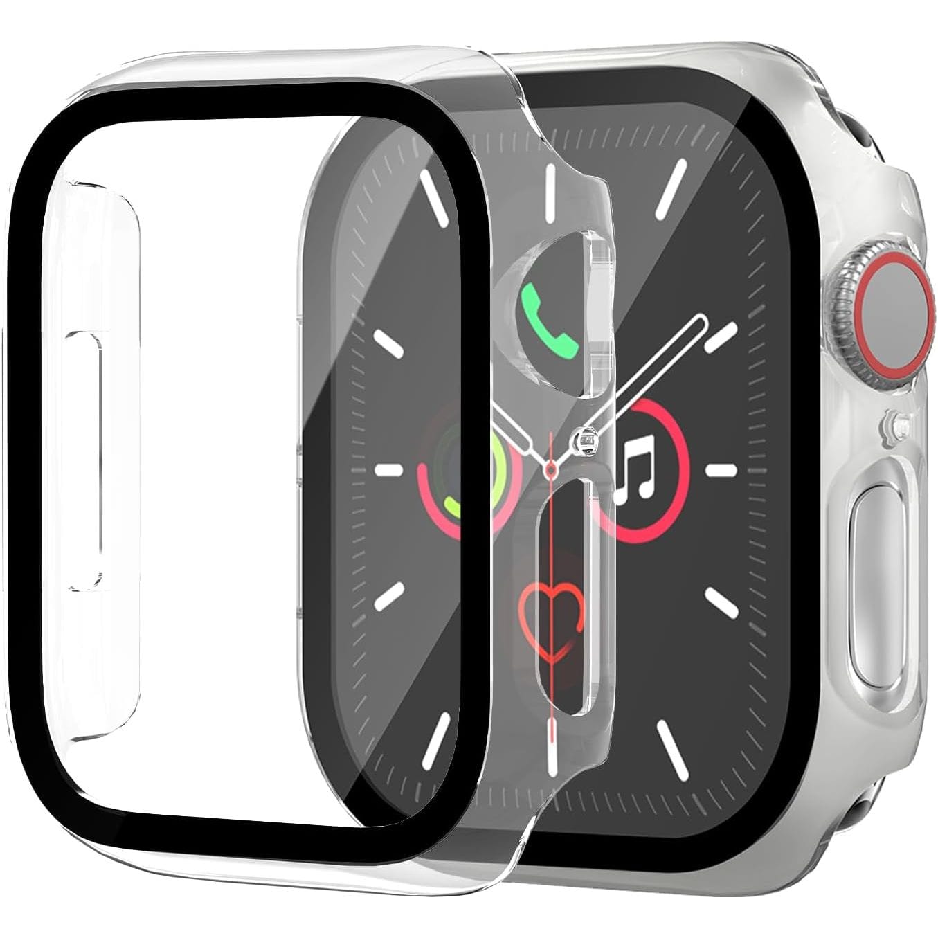 Entronix - Case Compatible with iWatch Series 6/5/4/SE (3rd/2nd/1st Gen), 44mm - Hard Cover w/ Built-In Screen Protector - Clear