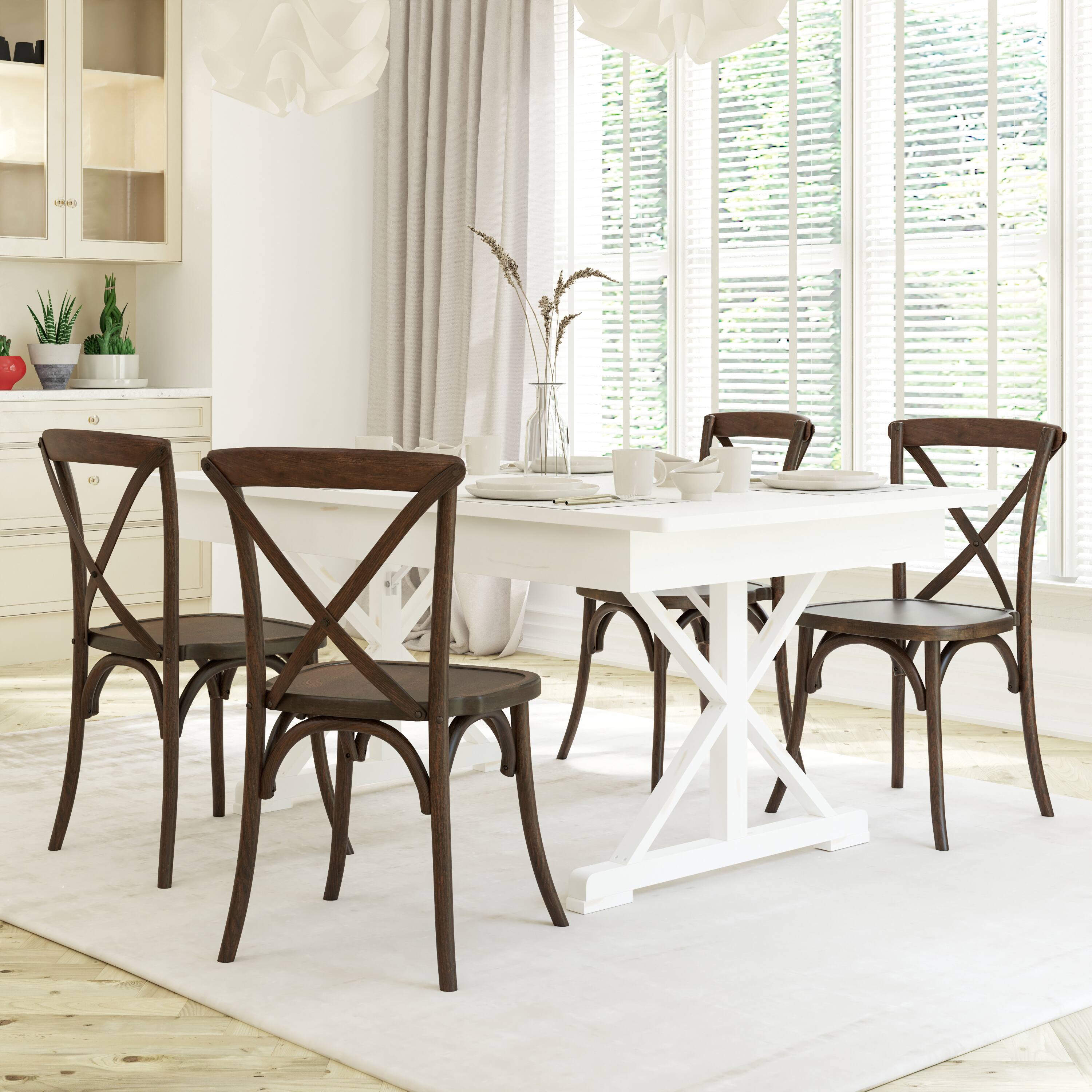 Alt View 3. Emma + Oliver - Stackable Wood Cross Back Dining Chair - Mahogany.