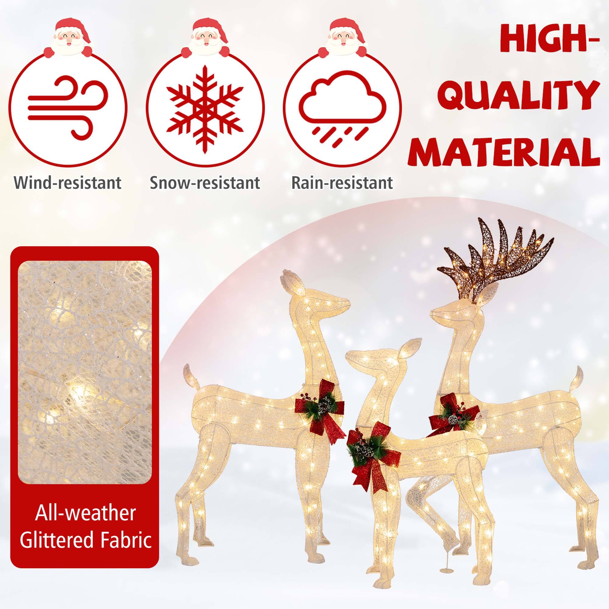 The text on the image describes a high-quality material that is wind-resistant, snow-resistant, rain-resistant, and all-weather, as well as glittered fabric.