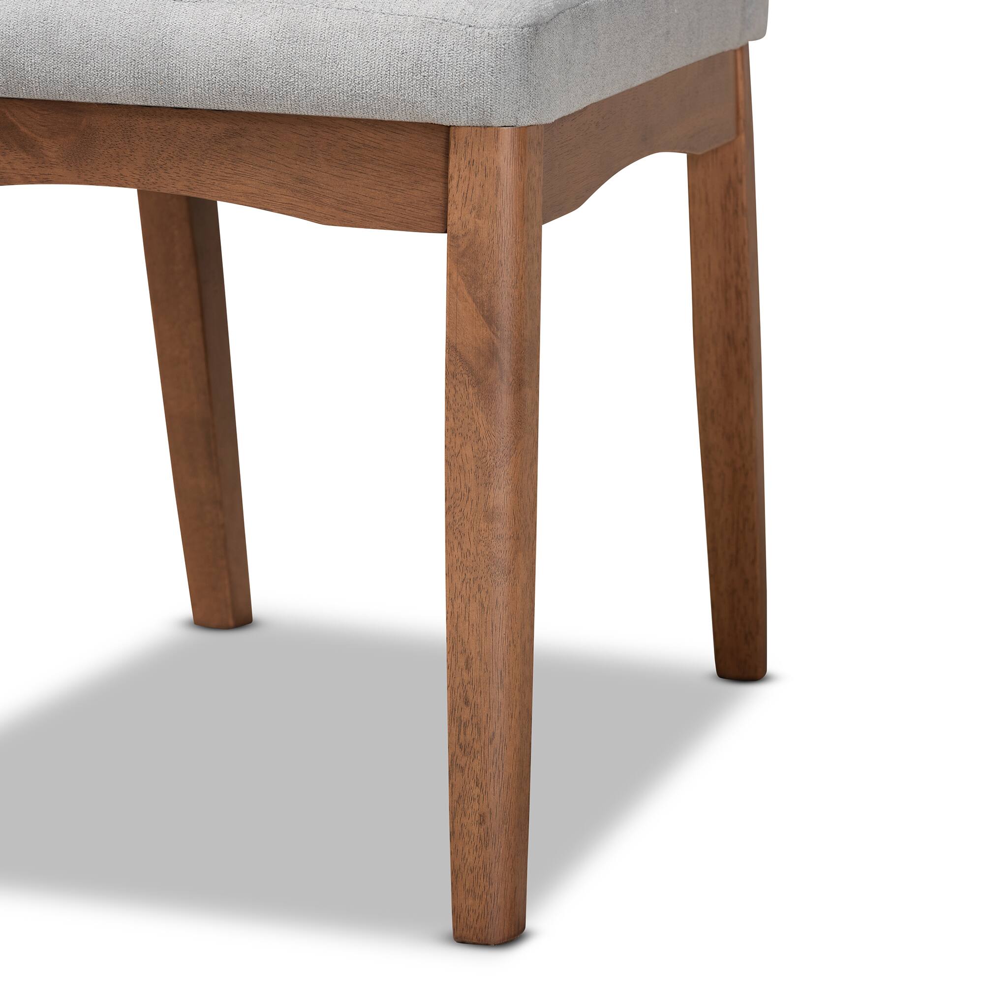 Alt View 1. Baxton Studio - Tara Mid Century Fabric Upholstered and Finished Wood 2-Piece Dining Chair Set - Light Grey/Walnut Brown.