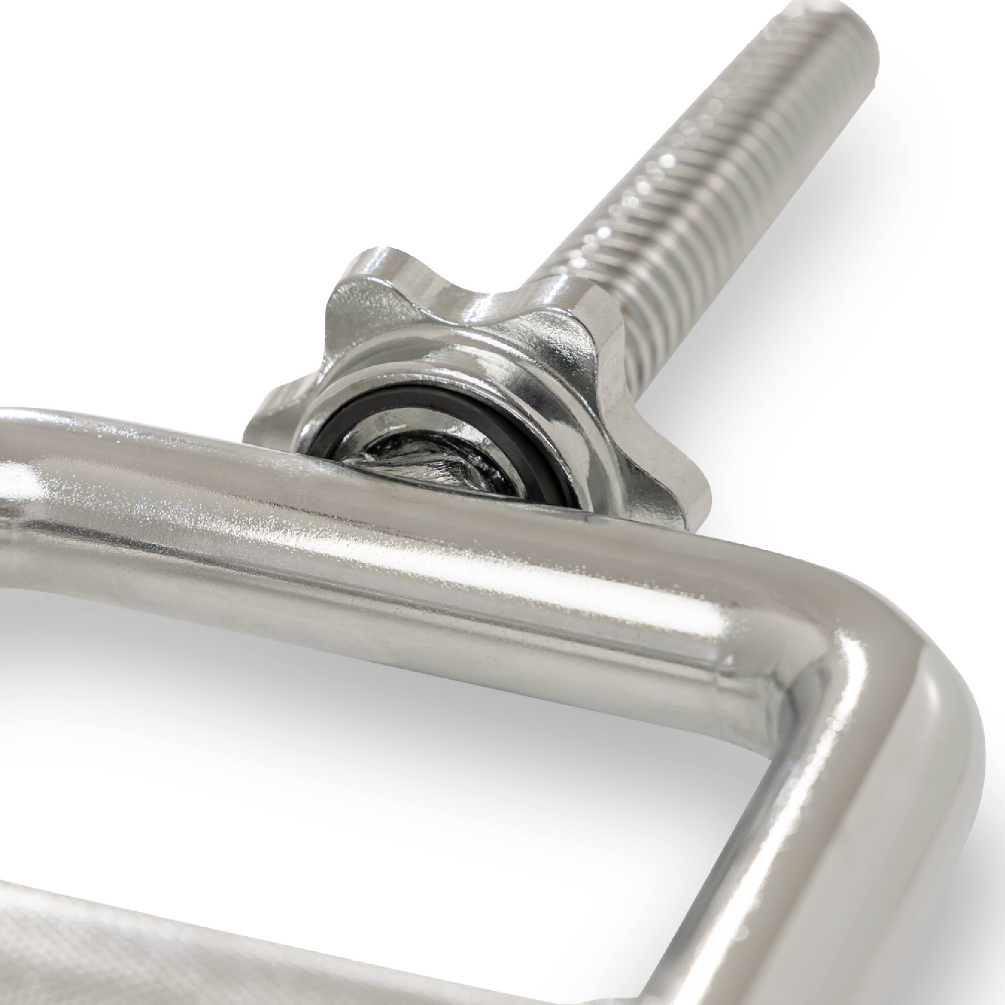 Left. Sunny Health & Fitness - 34” Threaded Chrome Tricep Bar with Star-Lock Collars - Silver.