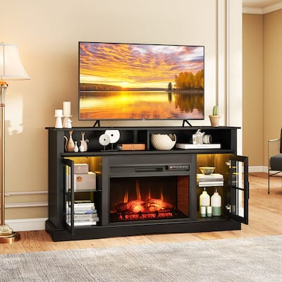 Gymax Fireplace TV Stand w/ Remote Controls & Thermostat Storage Gymax Fireplace TV Stand w/ Remote Controls & Thermostat Storage
