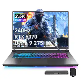 ASUS - ROG Strix G18 18" 240Hz Gaming Laptop,Intel Ultra 9 275HX,32GB RAM,2TB SSD+1TB Docking Set,RTX 5070,Win 11 Pro - Gray