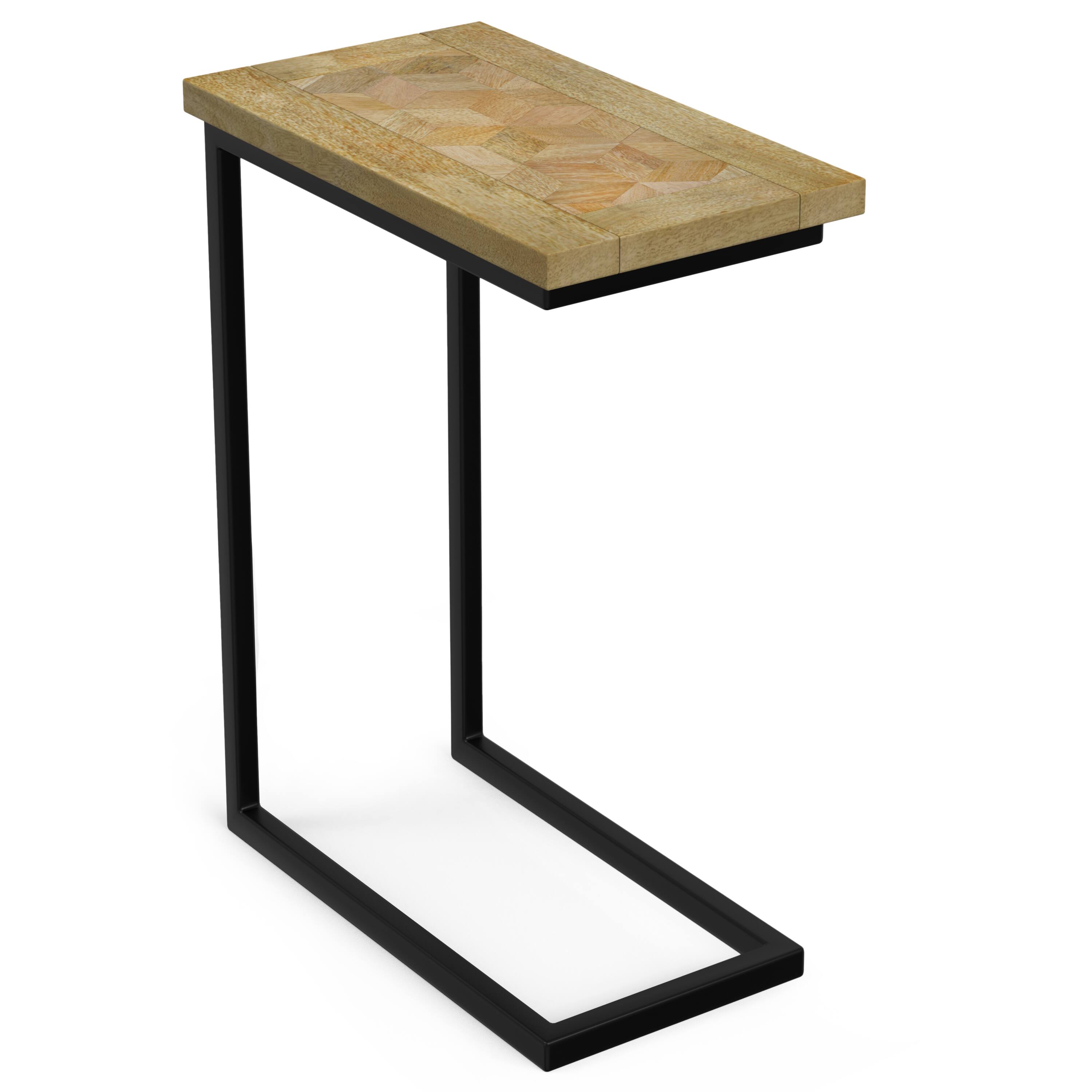 Alt View 3. Simpli Home - Skyler 18 inch Wide Solid Mango/Metal Industrial End Table in Natural/Black, Assembled - Natural.
