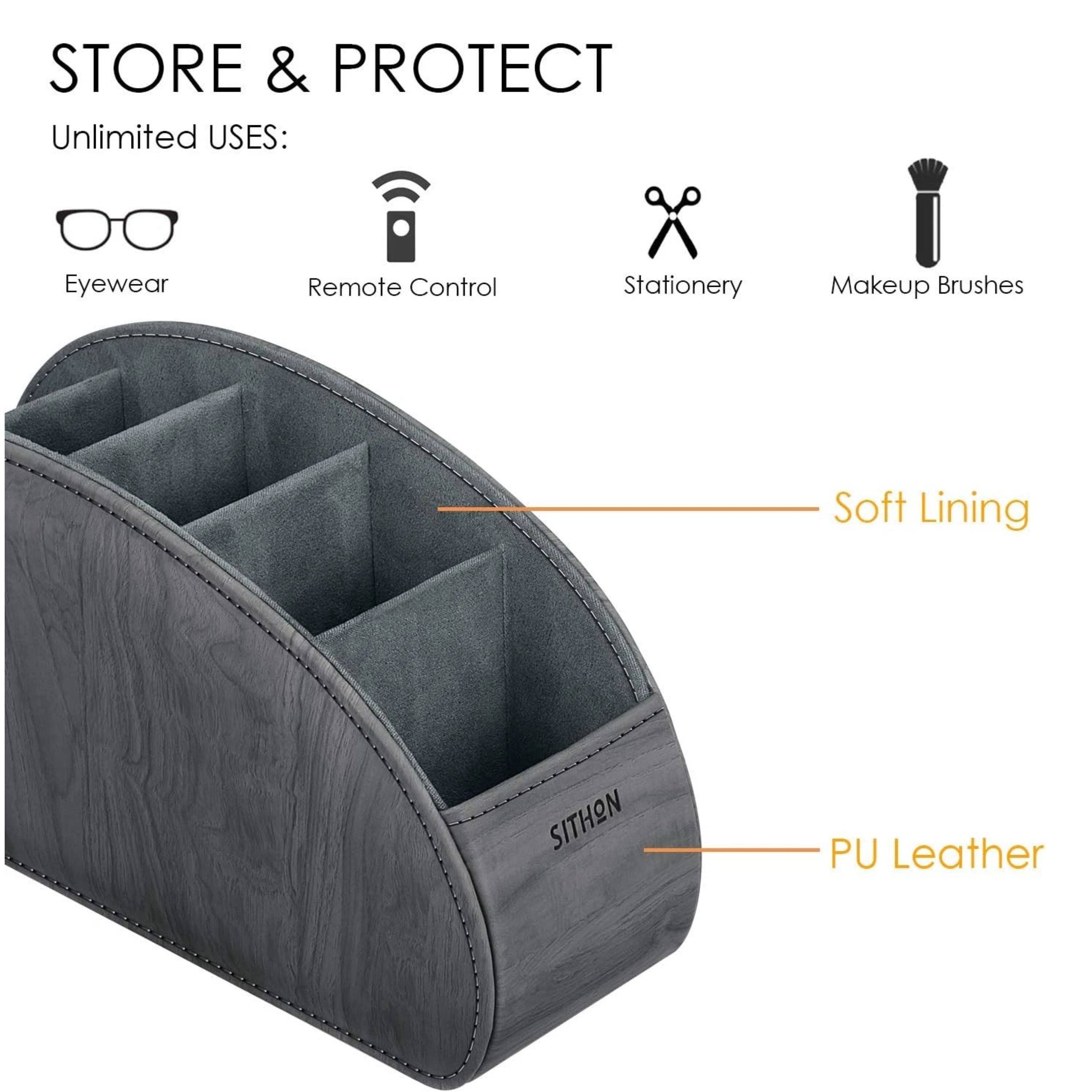 STORE & PROTECT  
Unlimited USES:  
Eyewear  
Remote Control  
Stationery  
Makeup Brushes  

Soft Lining  
PU Leather