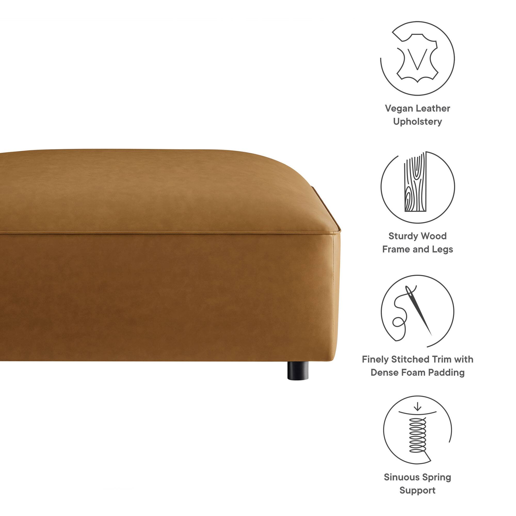 Vegan Leather Upholstery  
Sturdy Wood Frame and Legs  
Finely Stitched Trim with Dense Foam Padding  
Sinuous Spring Support