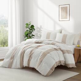 Peace Nest - 3-Piece Textured Stripe Oversized Stylish Duvet Cover Set, King - Geometric