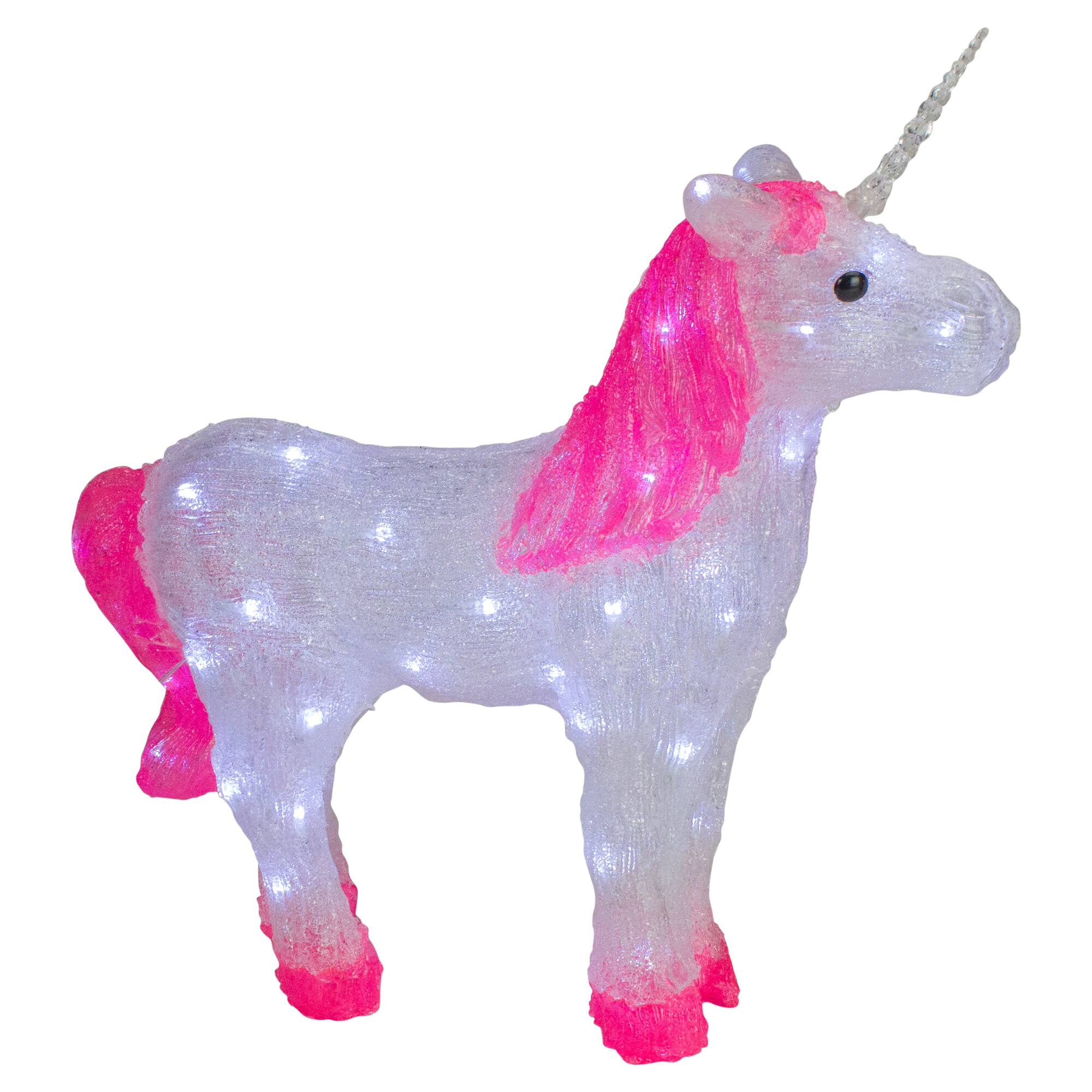 Front. Northlight - 23" Lighted Commercial Grade Acrylic Unicorn Christmas Display Decoration - Clear.