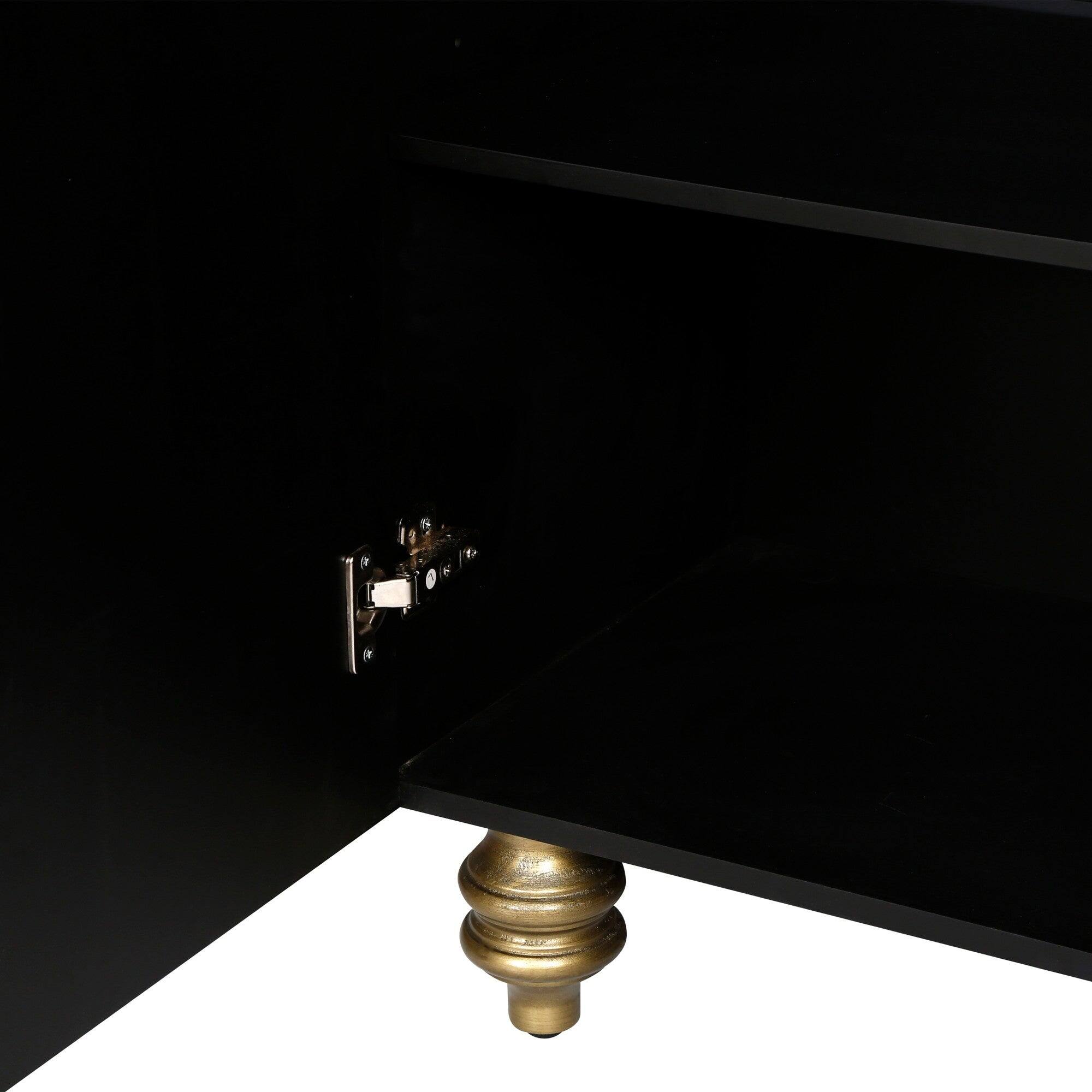 Alt View 8. Boyel Living - Modern Fluted Four Door Sideboard Storage Cabinet - Black.