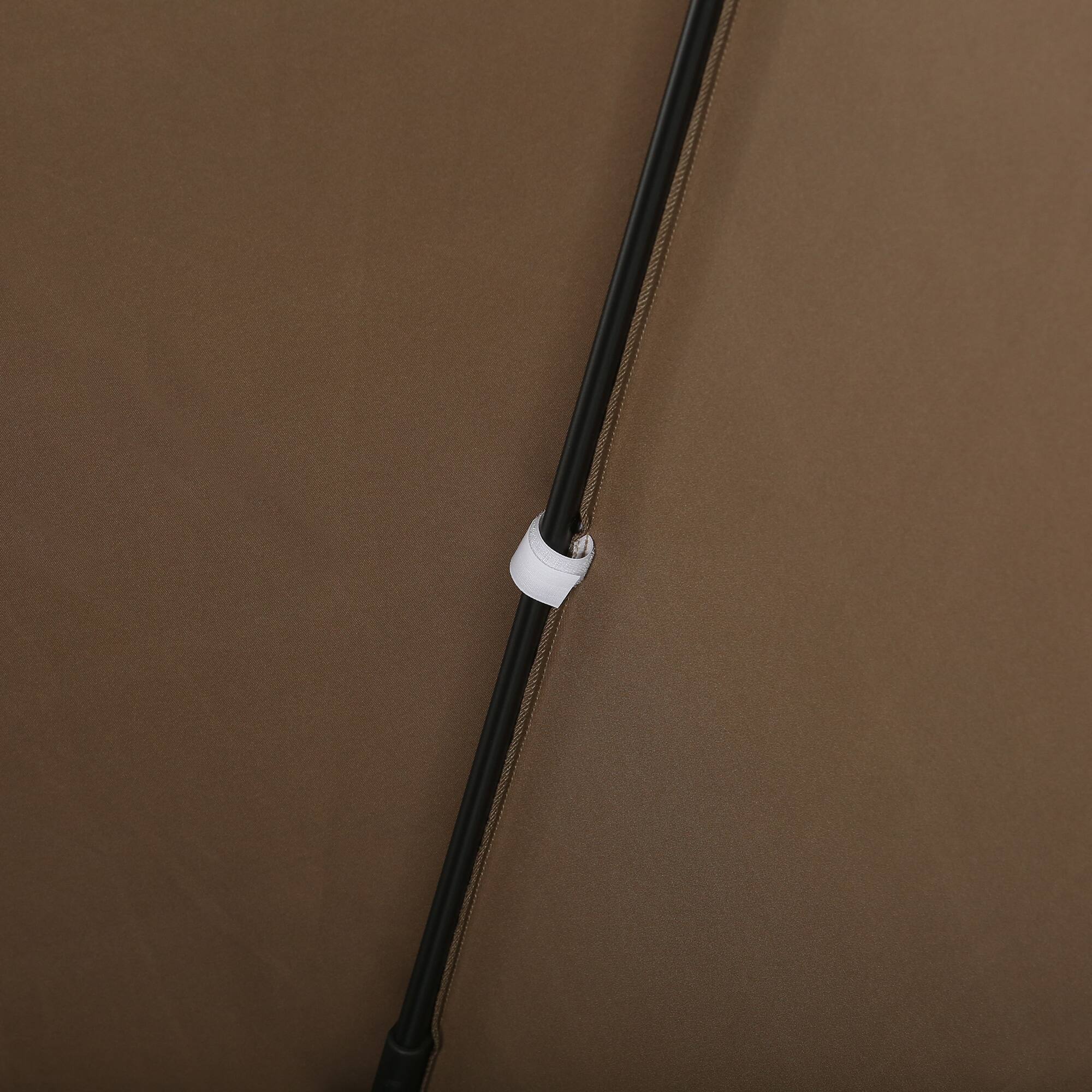 Alt View 8. Outsunny - 10ft Offset Patio Umbrella with Base, Double Top Hanging Aluminum Cantilever Umbrella with 360-degree Rotation - Coffee.