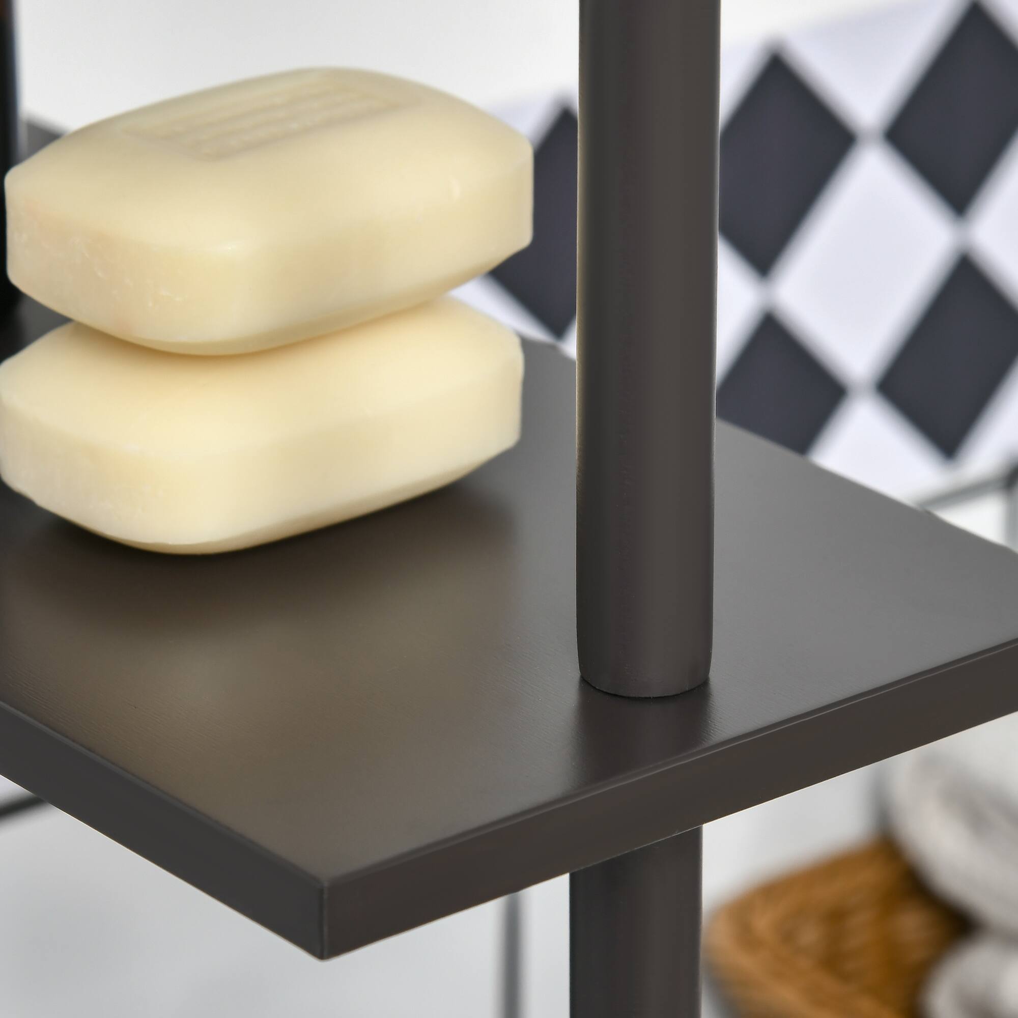 Alt View 7. Homcom - 54" Tall Bathroom Storage Cabinet, Freestanding Linen Tower with 2-Tier Shelf and Drawers - Brown.