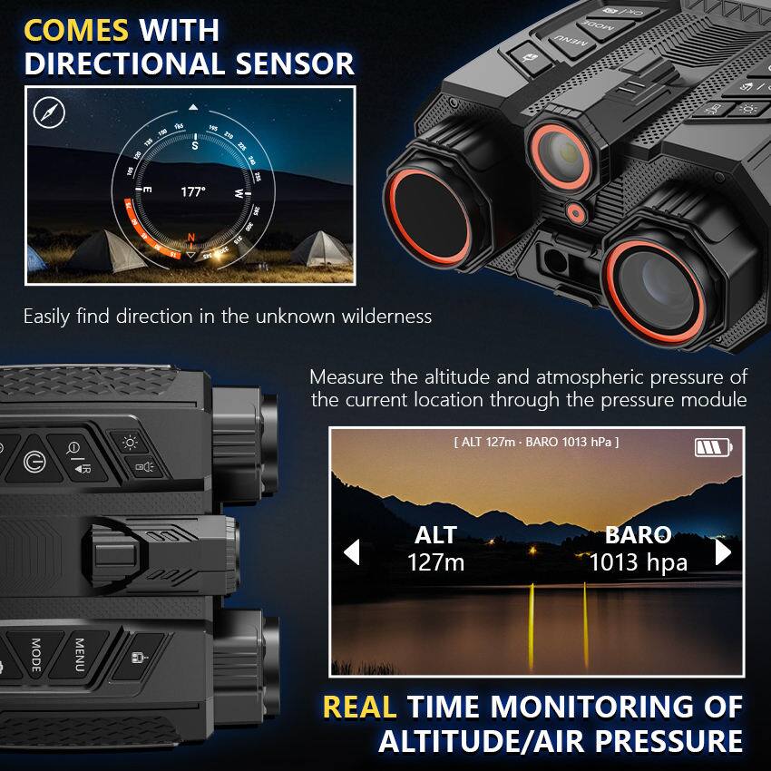 COMES WITH DIRECTIONAL SENSOR

Easily find direction in the unknown wilderness

Measure the altitude and atmospheric pressure of the current location through the pressure module

ALT 127m BARO 1013 hPa

REAL TIME MONITORING OF ALTITUDE/AIR PRESSURE