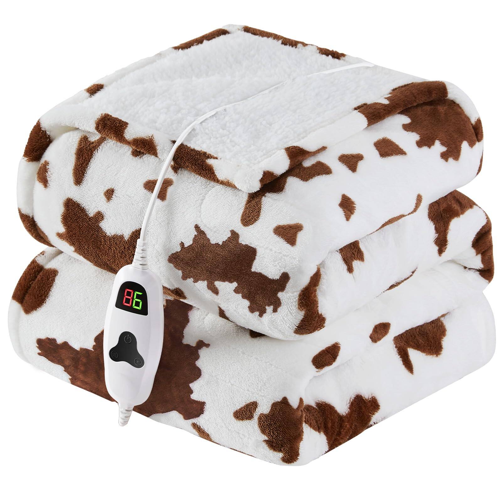 Alt View 1. NICHOLAS KLEIN - Cow Print Heated Electric Blanket Throw 50x60 Heating With 10 Heats Levels & 8 Hours Auto Off Western Highl... - Light Pink Highland Cow 84"x90".