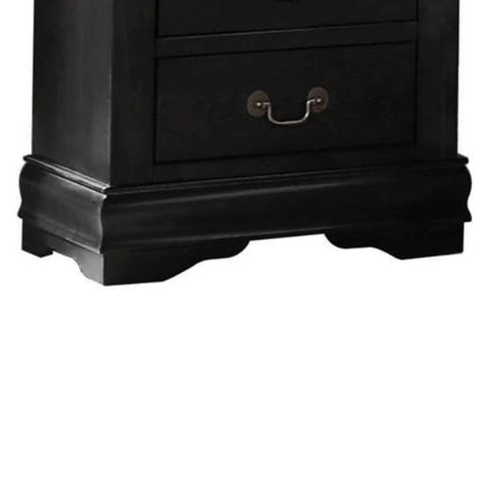 Alt View 2. Manhattan Lane - Wooden Nightstand with Two Drawers - Black.