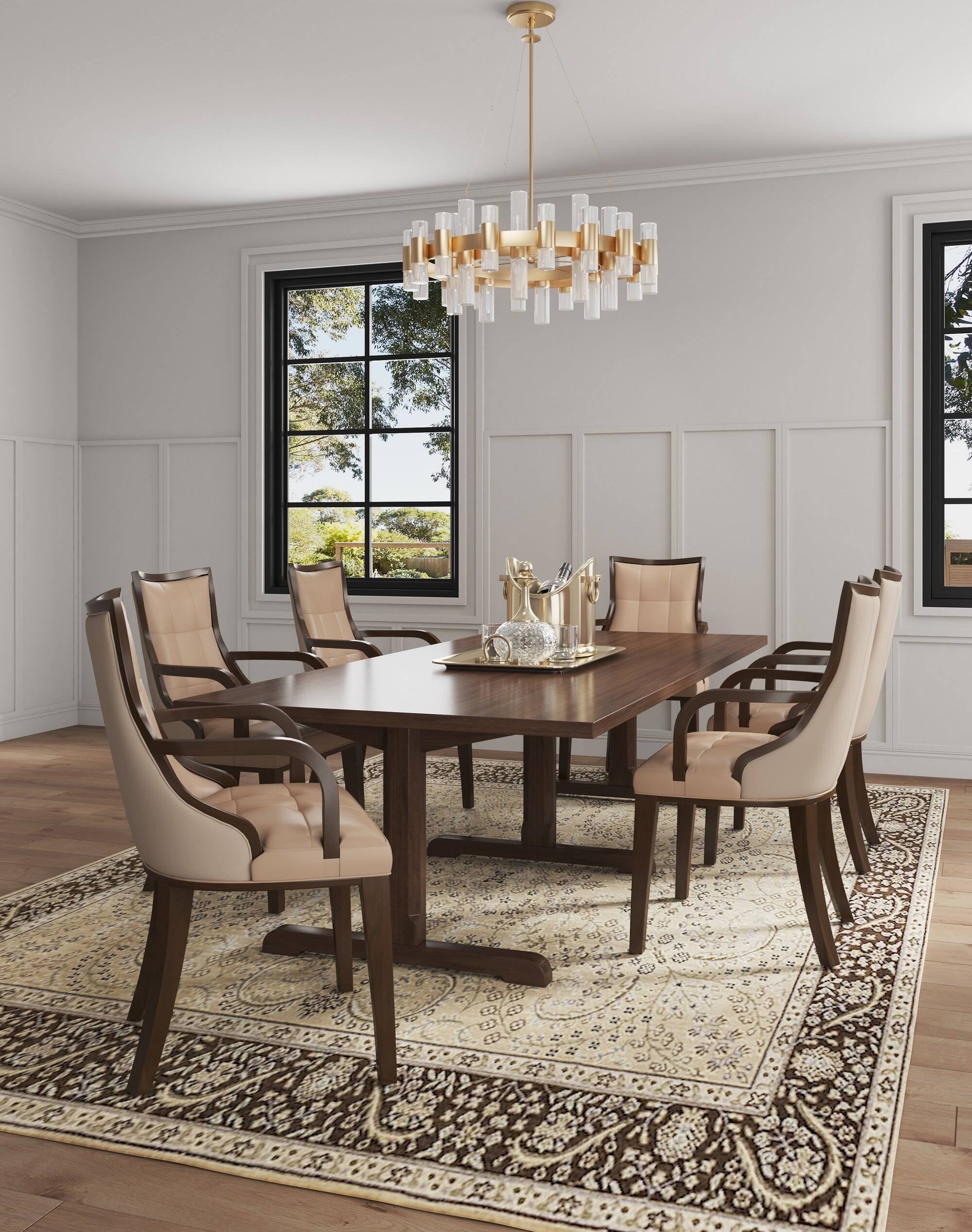 Angle. Manhattan Comfort - Fifth Avenue Traditional Wood Upholstered Dining Chair - Tan.