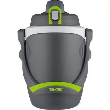 Front. Thermos - Thermos 64 oz. Foam Insulated Flip-Up Lid Water Bottle with Handle - Charcoal - Gray.