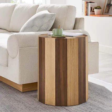 Front. Modway - Twirl Two-Toned Wood Veneer Side Table by Modway - Oak Walnut.