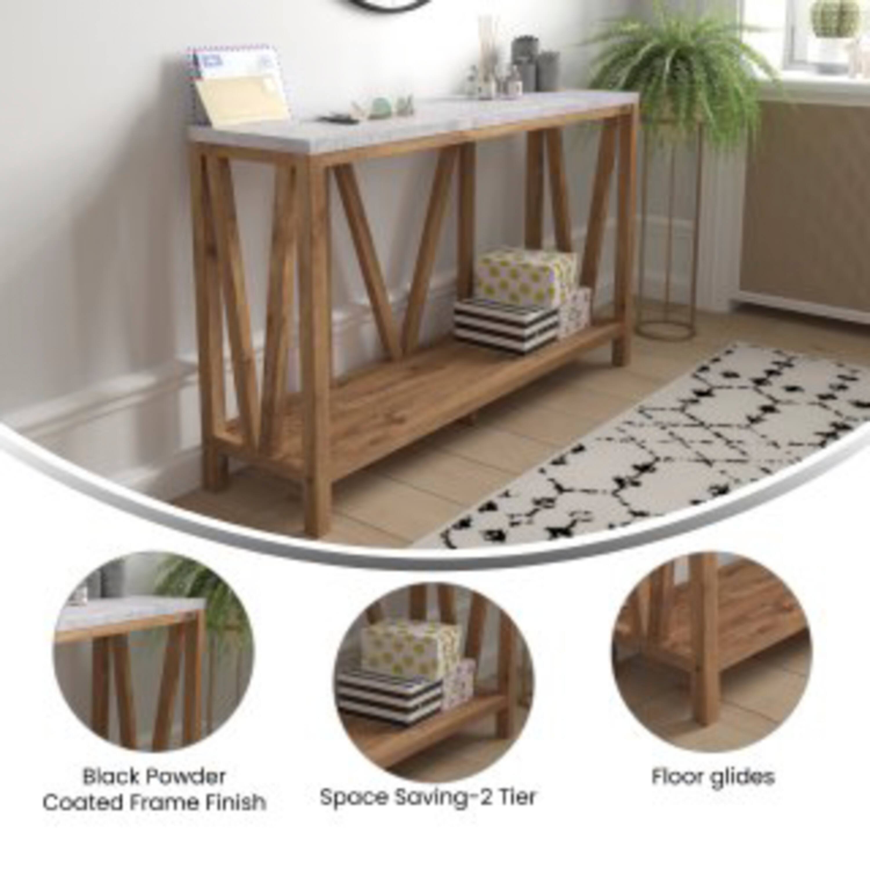 Black Powder Coated Frame Finish  
Space Saving-2 Tier  
Floor glides