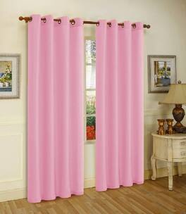J&V TEXTILES - 2 Panels Solid Grommet Faux Silk Window Curtain Drapes Treatment 58" Wide and 84" Length - 2-MIRA PINK