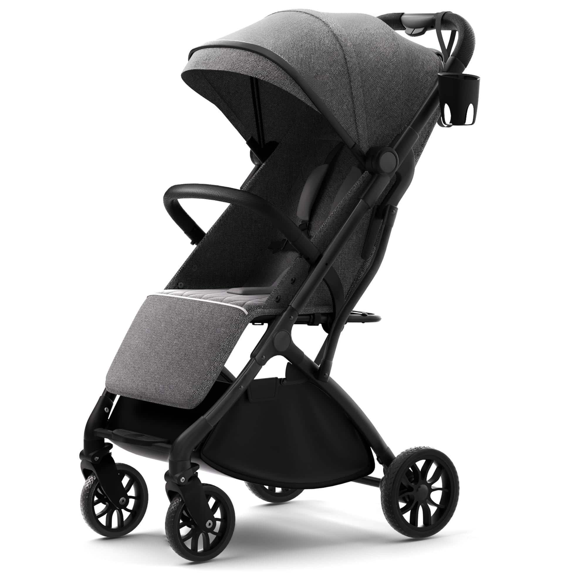 Reds Spade - Glidetow Tr18m Lightweight Travel For Compact Foldable Baby infant With Luggage Handle Cup Holder One han - Gray