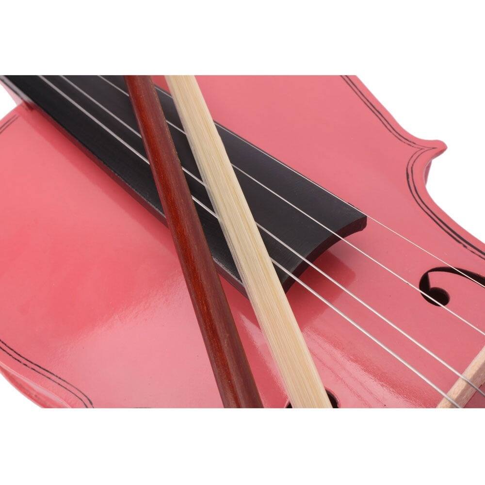 Back. Home Collection - 4/4 Size Student Acoustic Violin Fiddle with Case, Bow, and Rosin - Pink - Pink.