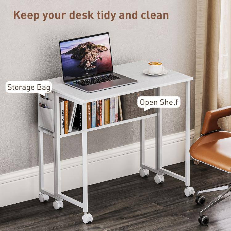 PULUZ Folding Computer Desk, Foldable Desk with Storage Bag, Shelf and ...