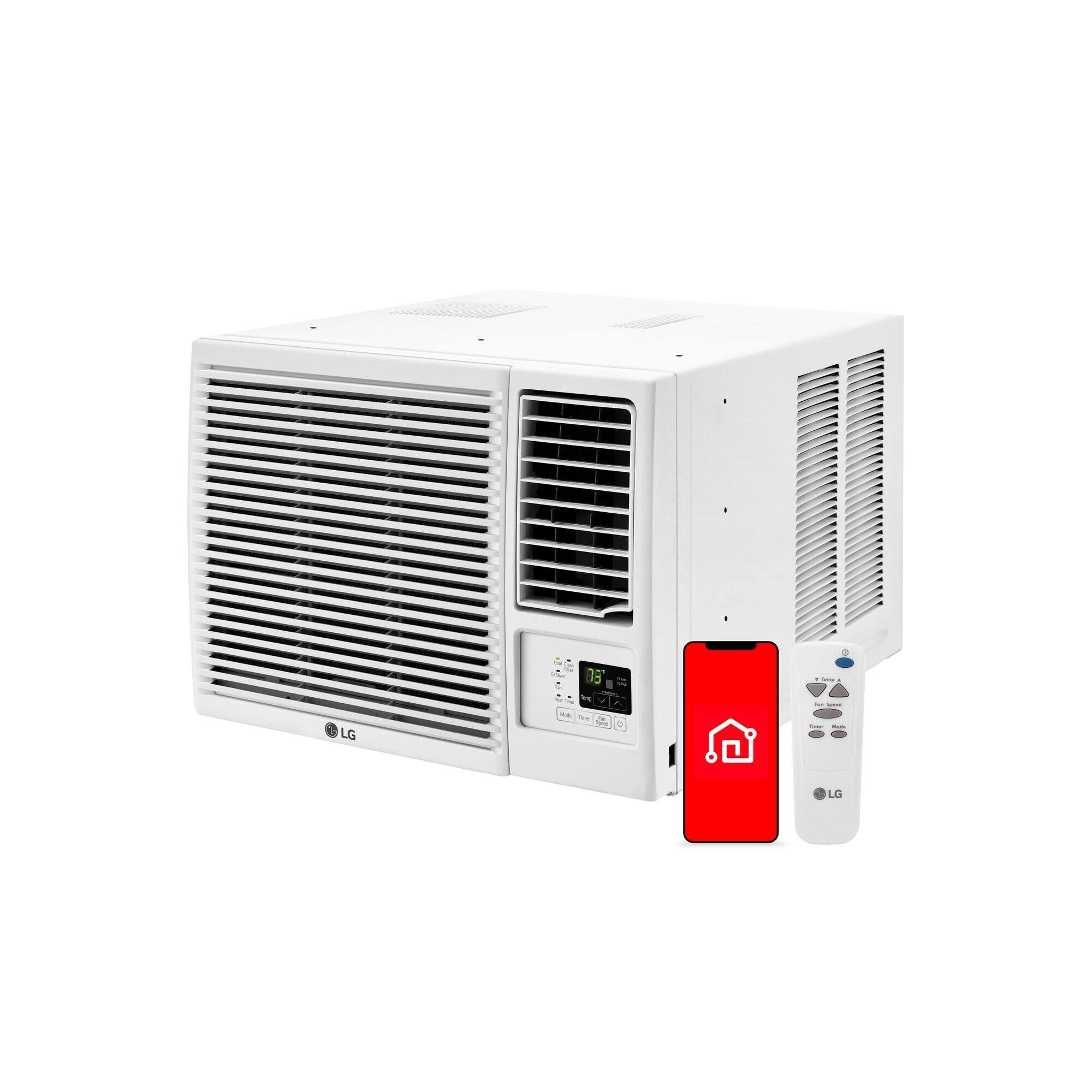 Angle. LG - 1400 sq. ft. 23,000 BTU 230V Smart Window Air Conditioner with Heat - White.