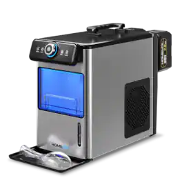 Homevol - Dual Power Portable Ice Maker - 8-Min First Batch, 30Lbs/24H, Cordless & Plug-in for Home, Patio, Camping - Silver