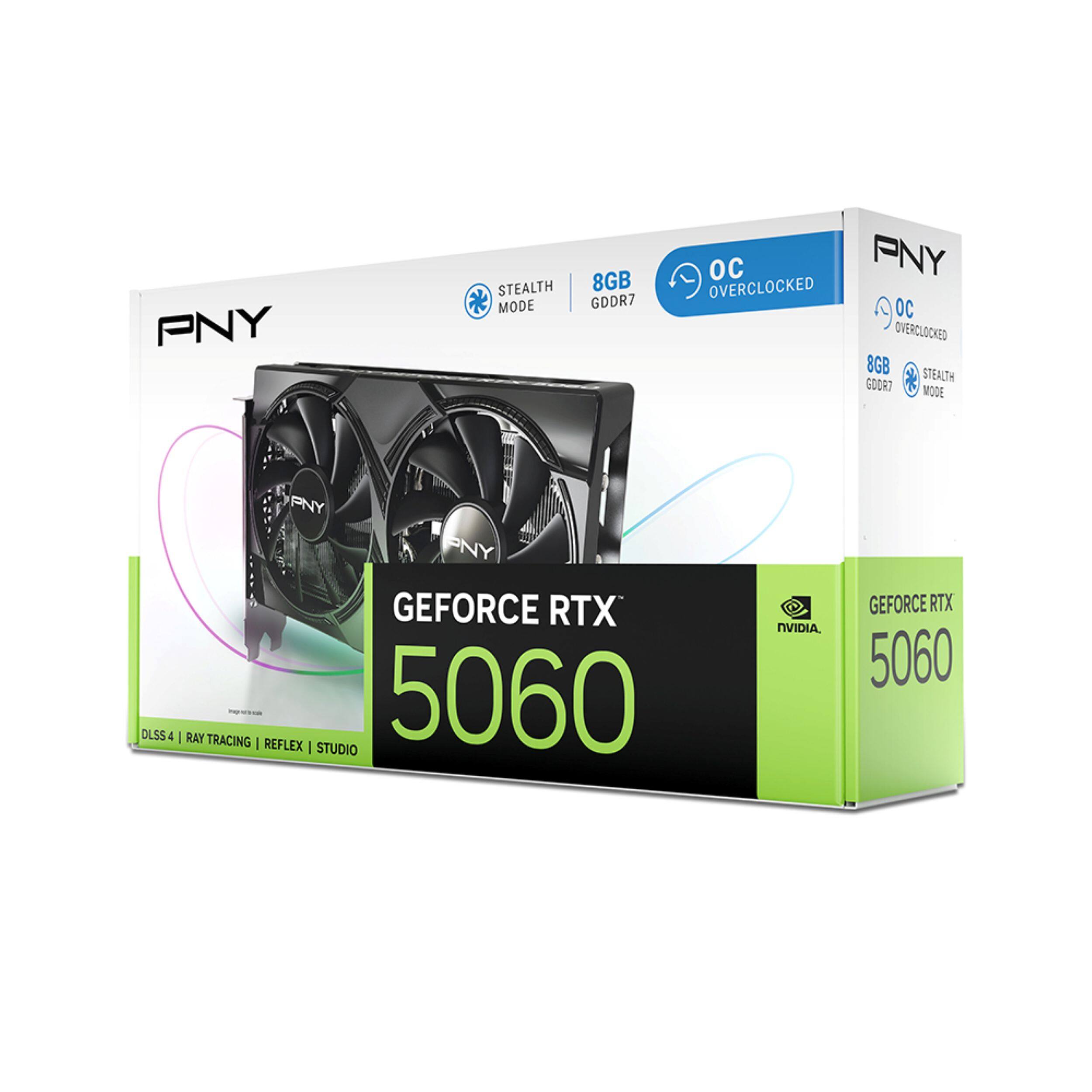 PNY  
STEALTH 8GB MODE GDDR7  
OC PNY OVERCLOCKED OC OVERCLOCKED 8GB STEALTH GODA7 MODE  
PNY PNY GEFORCE RTX 5060  
NVIDIA,  
GEFORCE RTX 5060