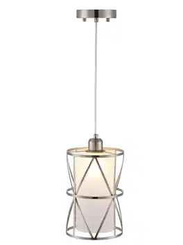 FINEAK - Brushed Nickel Cylindrical Pendant Lights with Frosted Glass - Modern Hanging Kitchen Island Lights