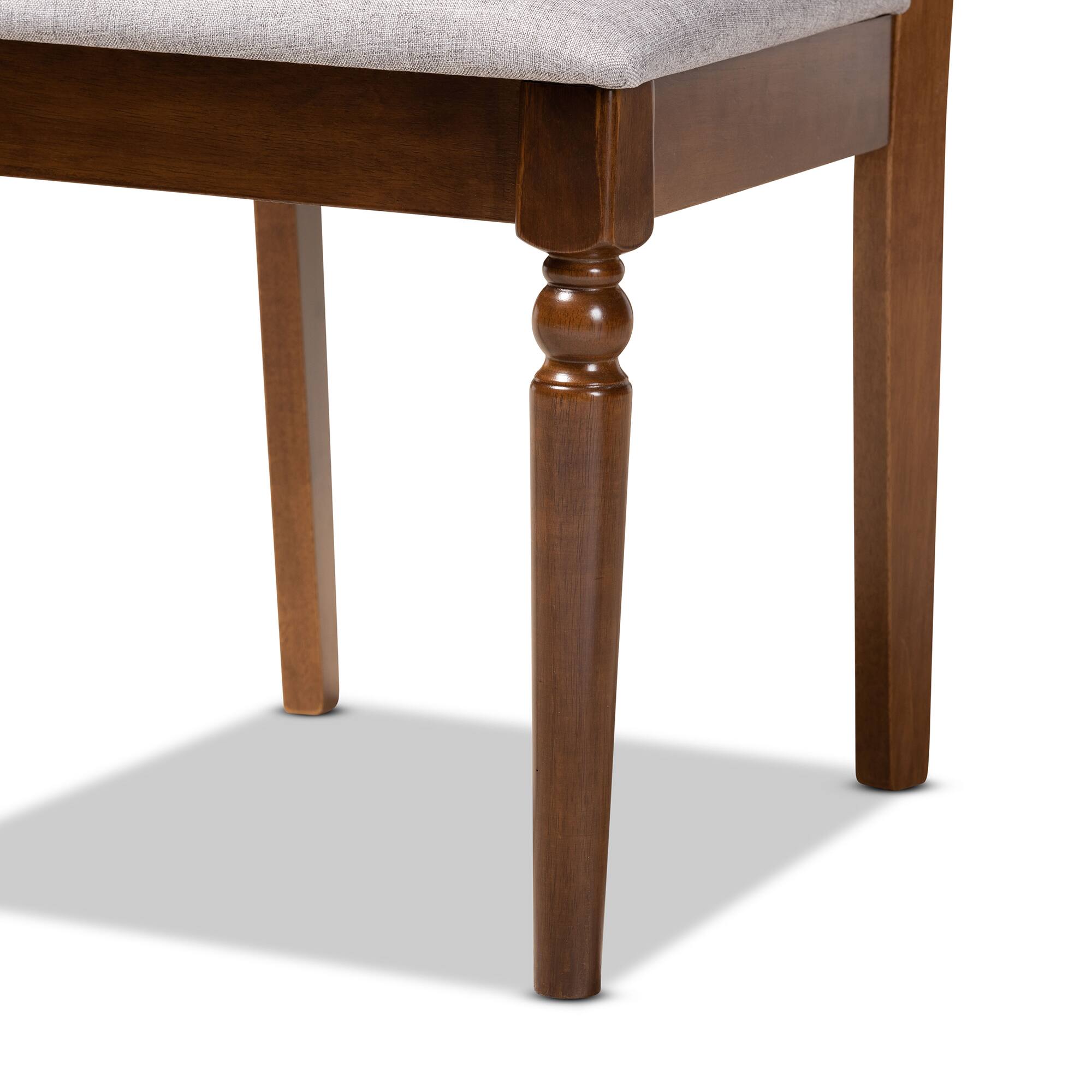 Back. Baxton Studio - Lylah Modern Fabric Upholstered and Finished Wood 4-Piece Dining Chair Set - Grey/Walnut.