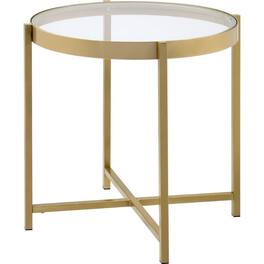 Manhattan Lane - End Table with Round Glass Top and Metal Frame - Gold