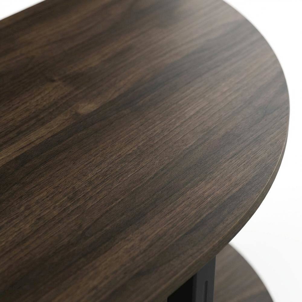 Alt View 4. FurniFact - Walnut and Black TV Stand with Wide Surface and Storage Compartments - Brown Black.