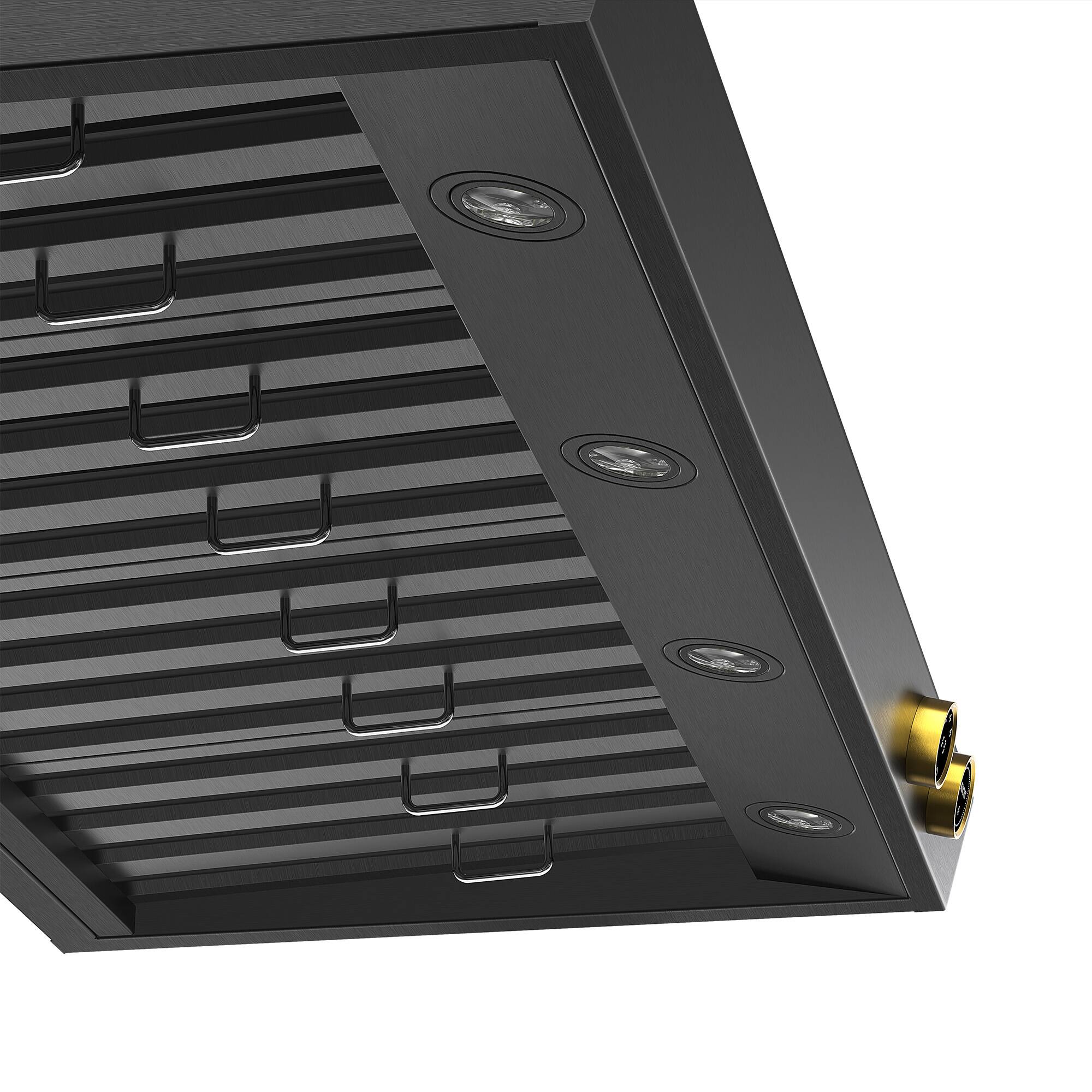 Alt View 10. Kucht - 48 in. 6.7 cu. ft. 8 Burners Dual Fuel Range for Propane Gas in Titanium Stainless Steel + Under Cabinet Range Hood - Gemstone with Gold accents.