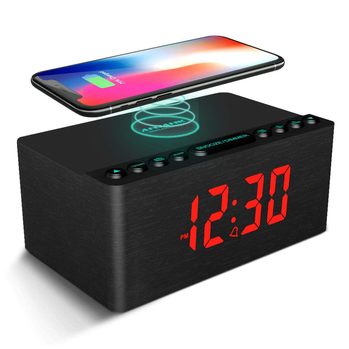 Cozy Serene - Wireless Station For Iphone/samsung Galaxy 5 Level Dimmer Usb Charging Led Usb Alarm Charging Port Bedside Bedroom Clock - Black-Radio
