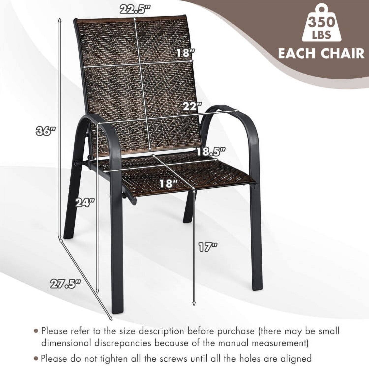 22.5" 18" 350 LBS EACH CHAIR  
22" 36" 18.5" 18" 24" 17" 27.5"  

Please refer to the size description before purchase (there may be small dimensional discrepancies because of the manual measurement)  

Please do not tighten all the screws until all the holes are aligned