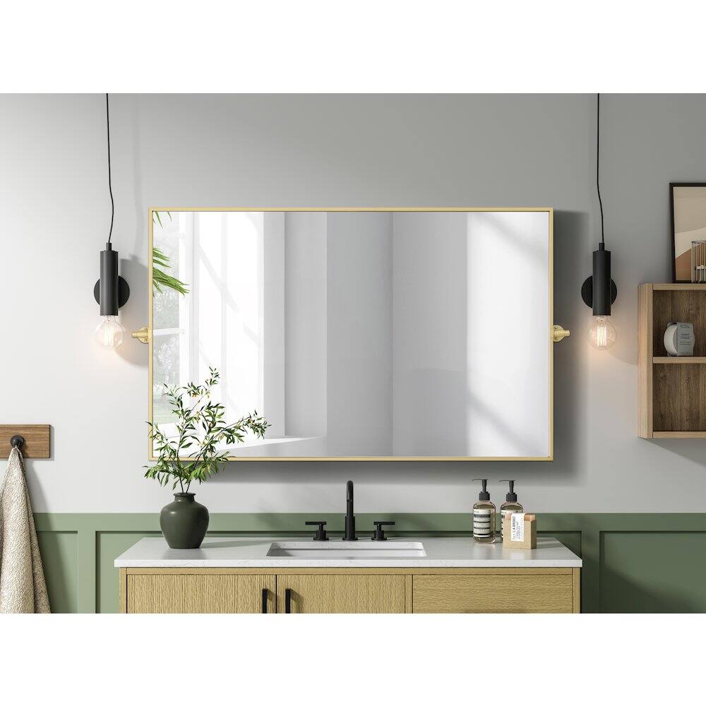 Alt View 10. Elegant Kitchen and Bath - Amoura 48X30 Pivot Mirror In Brass - Brass.