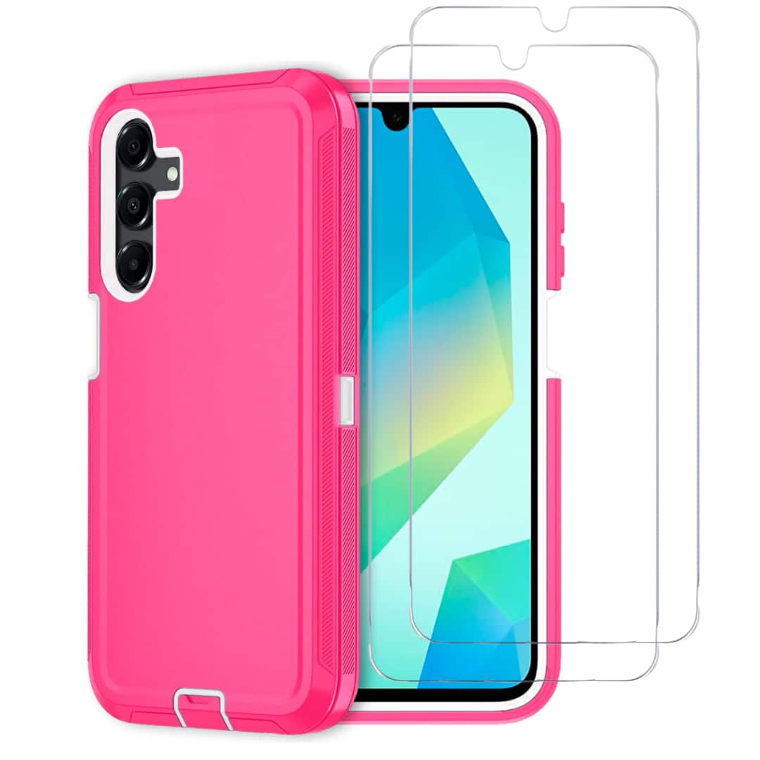 Front. Entronix - Entronix Galaxy A16 Bundle - Durable Case with 2 Clear Screen Protectors for Ultimate Protection - Pink.