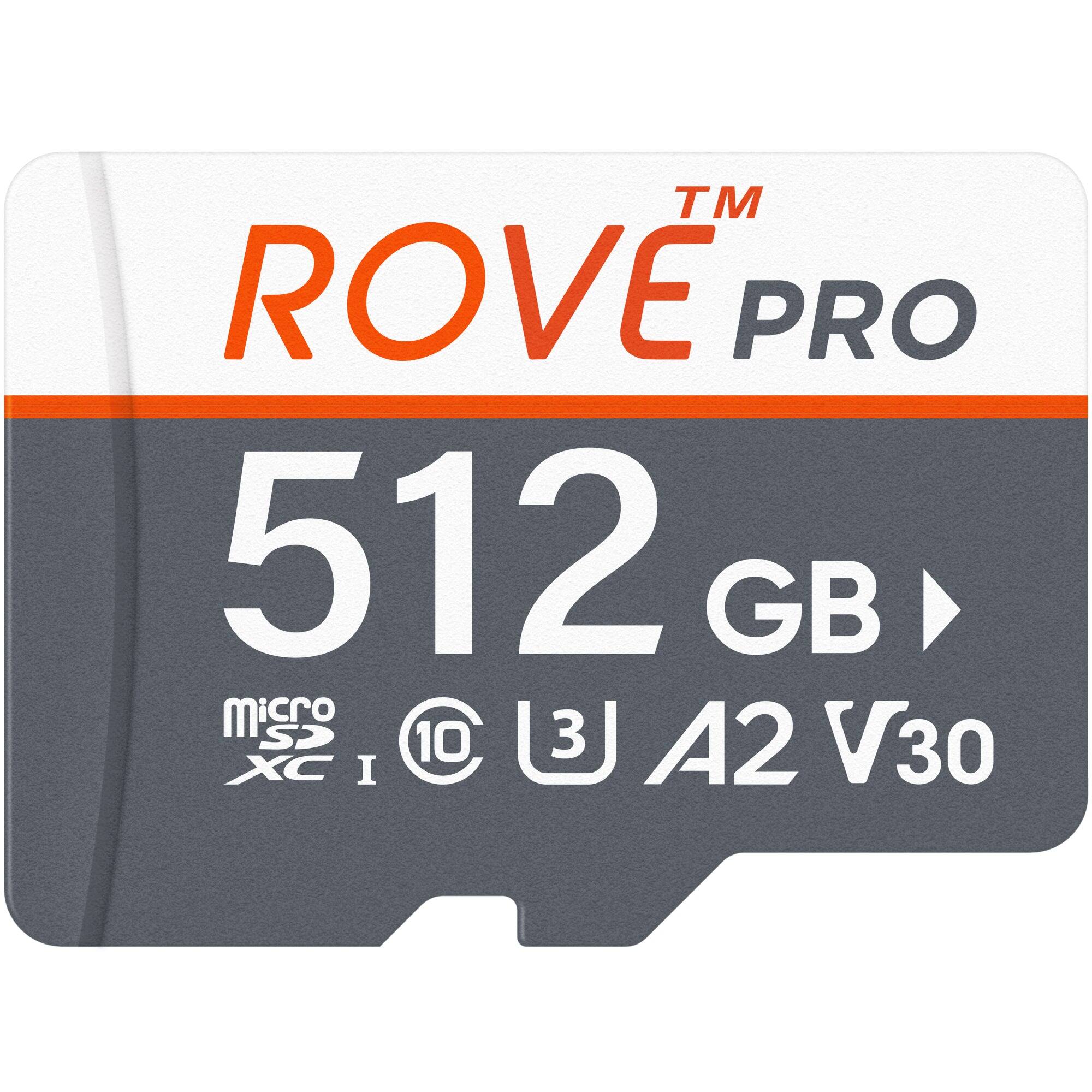 ROVE - PRO microSDXC Memory Card with Adapter, 100MB/s Read Speed, C10, U3, V30, A2, 4K for Dash Cam, Android, Tablets & Games