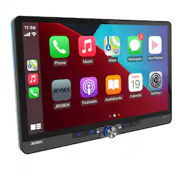 Jensen - 14" Large Screen Single/Double DIN Car Stereo | Wireless CarPlay & Android Auto | Maestro Compatible | SiriusXm Ready - Black