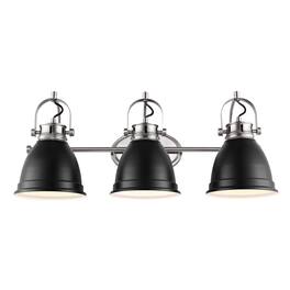 Jonathan Y - Phineas 25.5" 3-Light Adjustable Farmhouse Bohemian Iron LED Vanity Light, /Nickel - Black