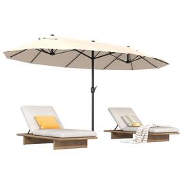 Outsunny - Extra Large 15 ft Patio Umbrella, Double-Sided Large Outdoor Umbrella with Crank Handle and Air Vents for Backyard - Cream White