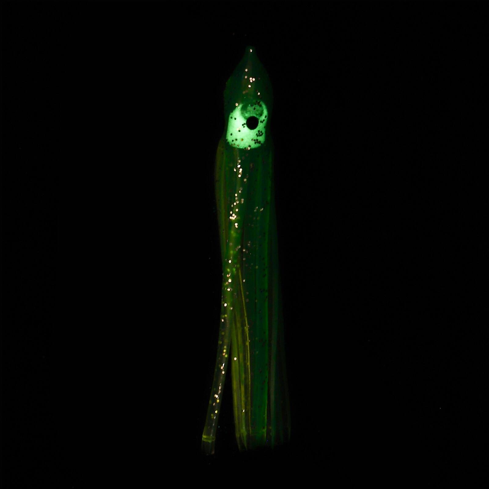 Alt View 3. Unique Bargains - Fishing Squid Skirts Glow Soft Plastic Trolling Lures Luminous 3.5 x 0.4 Inch 10pcs for Bass/Trout/Salmon - Yellow/Green.