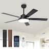 Vaczon - 52" Modern 6 Speed DC Motor Smart Ceiling Fan with Light and Remote and APP Control, Reversible Blades - Black