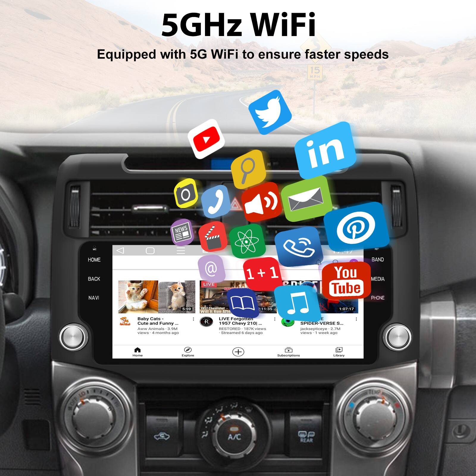 5GHz WiFi  
Equipped with 5G WiFi to ensure faster speeds

15 M P in NEWS P HOME BACK NAVI @ LIVE 1 + 1 BAND You MEDIA Tube PHONE 5:59 Baby Cate I Cute and Funny - Aww Animals OM views 4 manths angua a5e ESTEIT TE.5 WHE - MTLActe LIVE Forgotten R 1957 Chevy 2101 DESTORED 18/K vwS Creamen 4 dlavs argu 10P12 SPIDER-VERSE S. jacksepticzye MM views week agu - Captana + - Ce A/C REAR