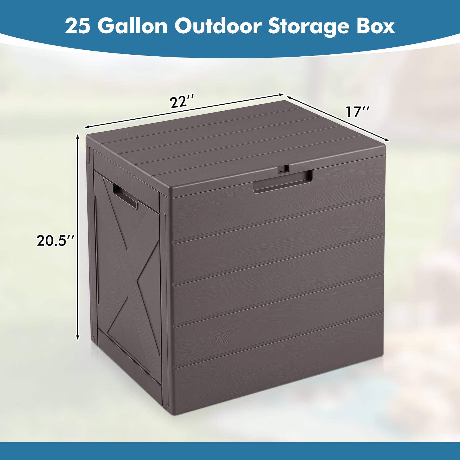 25 Gallon Outdoor Storage Box

22"
17"
20.5"
