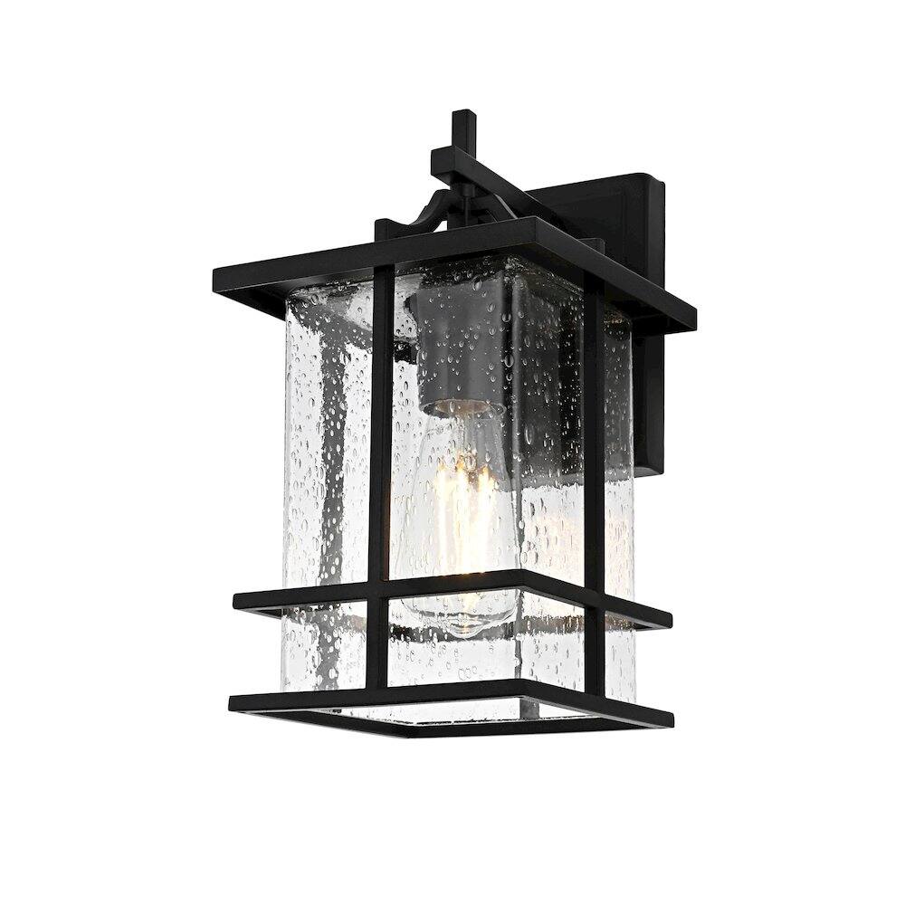 Left. Elegant Lighting - Miller 7 inch Outdoor Pendant in Black - Black.