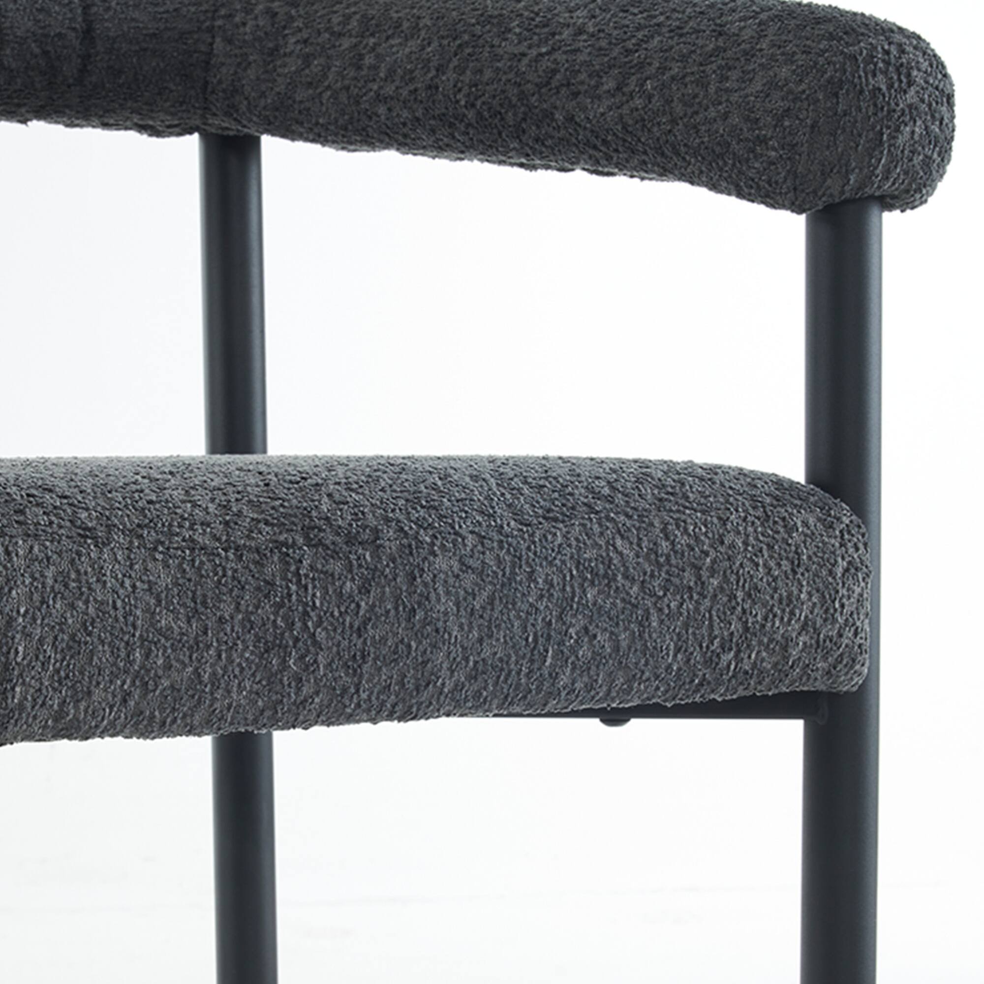 Angle. GOODSILO - Modern Upholstered Counter Height Bar Stools Set of 2 with Metal Frame and Armrests for Kitchen Island Dining Room Cafe - Dark Gray.